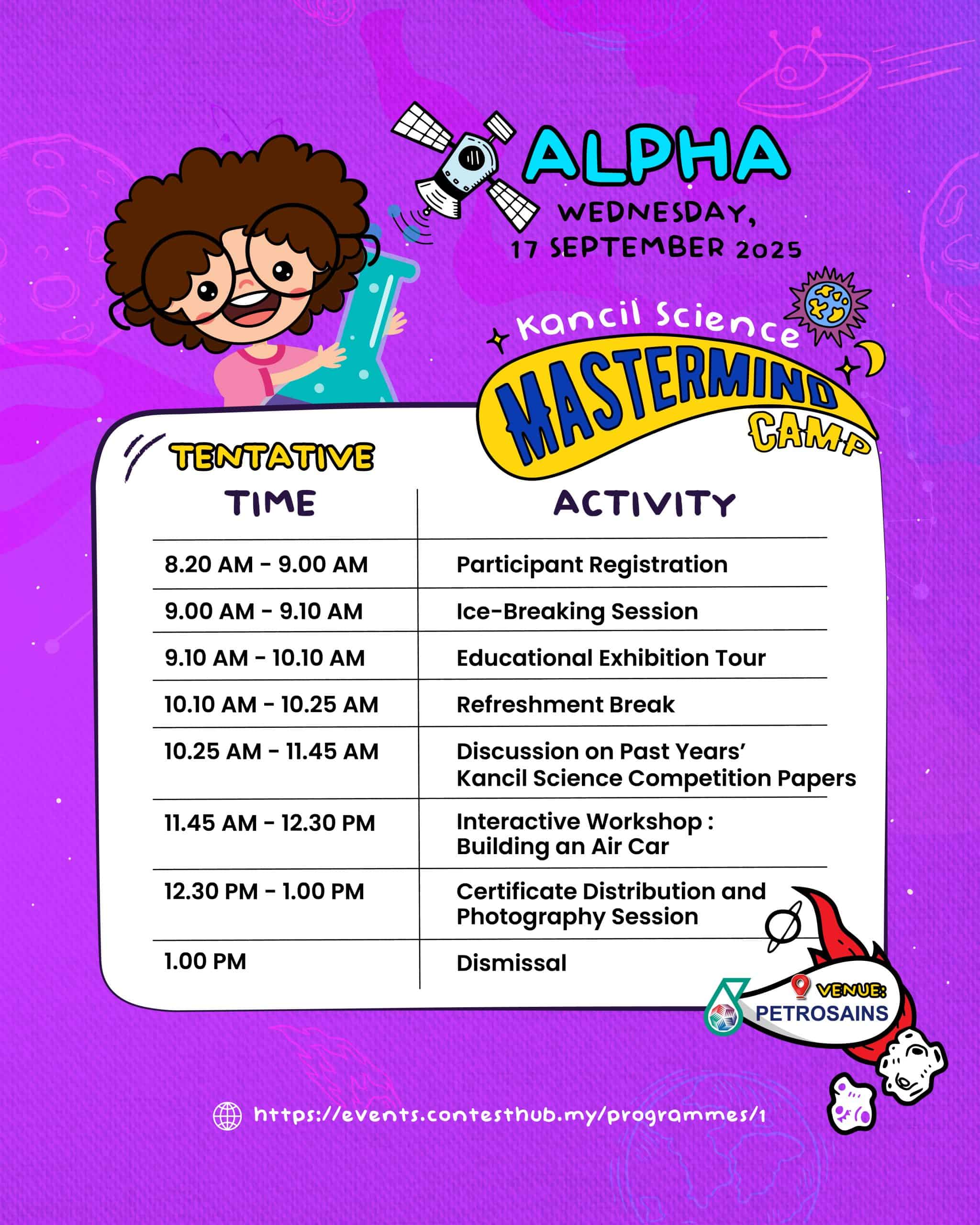 Mastermind Camp S2 2025 Alpha tentative schedule