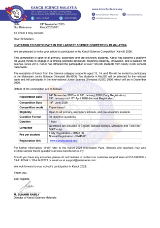 KANCIL INVITATION LETTER 2026